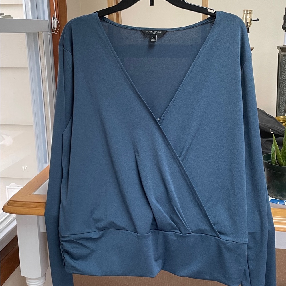 Banana Republic Factory Blue Wrap Blouse